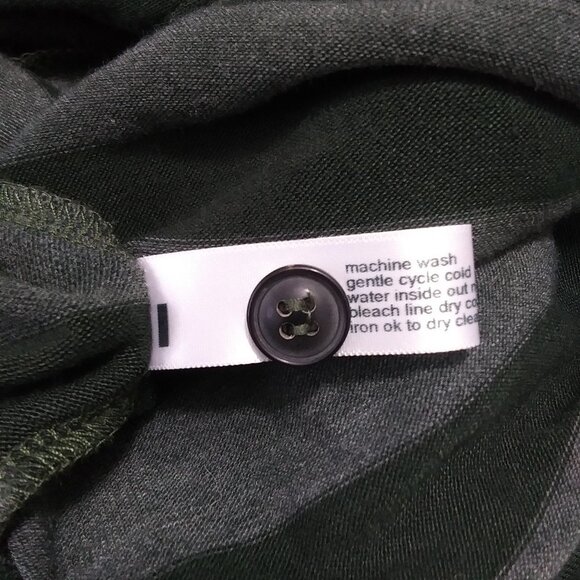 Three Dots Button Front Cardigan Green Stripe Size Medium - Picture 9 of 10